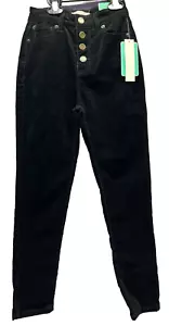 New Black Corduroy Pants Girls Button Fly High Rise Size 7 Copper Key - Picture 1 of 7