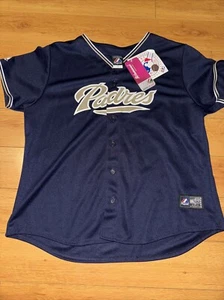 MAJESTIC GENUINE SAN DIEGO PADRES MLB BASEBALL JERSEY XXL 2XL LADIES WOMEN Blue - Picture 1 of 8