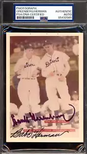 Hank Greenberg Babe Herman PSA DNA Signed Photo Detroit Tigers Autograph - Picture 1 of 1