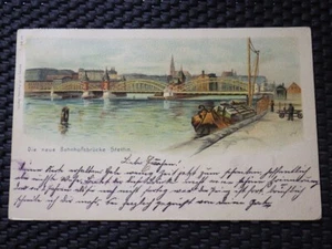 Polen Ostsee-Bad Swinemünde Świnoujście Pommern - Neue Bahnhofsbrücke 1900 Litho - Bild 1 von 2