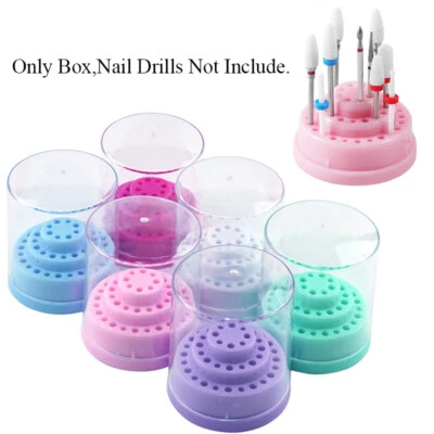 48 Holes White Nail Drill Bits Display Holder Dust Proof Organizer Storage Case - Image 1 of 4