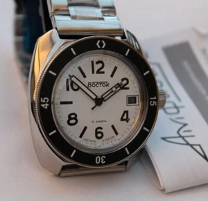 Nuevo Reloj Hombre Automático Rusia Vostok Amphibian 71009А Esfera Blanca (20 ATM) - Imagen 1 de 14
