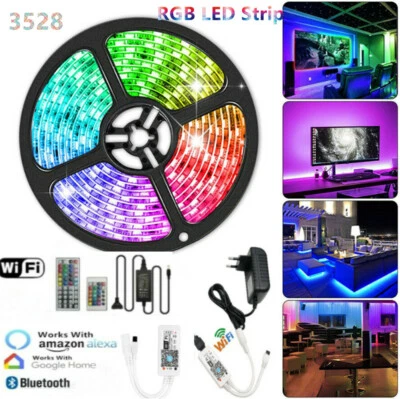 12V 3528 RGB LED Strip + WiFi APP Bluetooth Music Control + Power Adapter Kit - Image 1 of 4