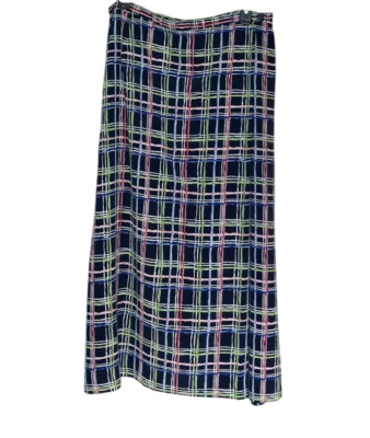 Maxi Falda Envolvente Geométrica A Cuadros Vintage Lane Bryant Designs 18/20 Verde Azul Marino Rojo Foto 1 de 4