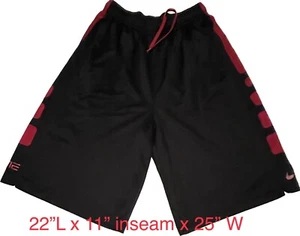 Boys Nike Elite Black Red Athletic Basketball Shorts Sz XL 11” Ins 22”L x 25” W - Picture 1 of 7