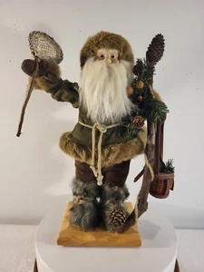 Großer Wald Weihnachtsmann Angeln Camping Pelzmantel Hütte Jagd Winter Tannenzapfen - Bild 1 von 15