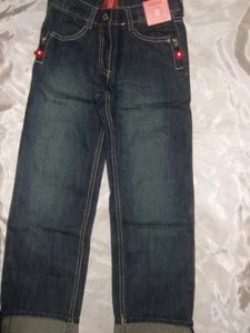 NWT ~ Gymboree HOLIDAY PANDA Denim blue jeans Adjustable waist Cuffed Girls 7 - Picture 1 of 3