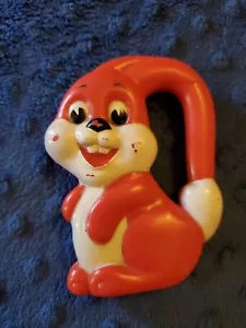 Vintage Evenflo Red & White Rabbit Rattle Baby Toy Made In Hong Kong 3.5” (Cart2 - Picture 1 of 4