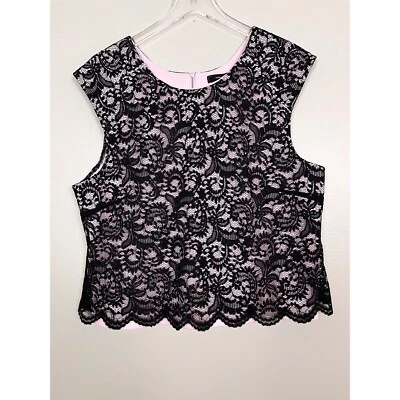 Robert Rodriguez Recortado Negro Encaje Cremallera Trasera Sin Mangas Forrado Festoneado XL Foto 1 de 4