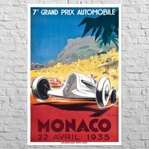 Poster Monaco, 1935 | 22x33" Big size | Old F1 racing affiche | Man cave art - Picture 1 of 4