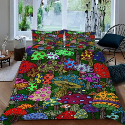 Abstract Fantastic Mushroom Duvet Quilt Cover Pillowcase Double Bedding Set