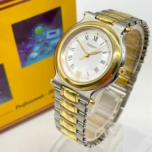BURBERRY Watch Quartz Horse Logo Gold Silver White Dial Men's  Vintage Auth - Picture 1 of 19