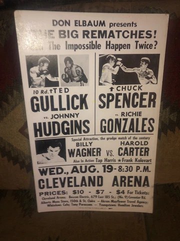 OLD BOXING POSTER TED GULLICK JOHNNY HUGGINS CHUCK SPENCER RICHIE GONZALES BOXER Cover