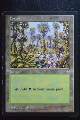 Magic The Gathering MTG FOREST (PINK FLOWERS RIGHT) Mirage LP Lightly Played - Image 1 of 2