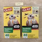 Star Wars Glad Sandwich Zipper Bags 2 (40 Count) Boxes RARE New
