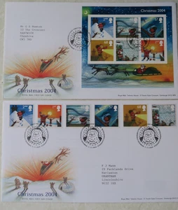 2 x 2004 SUPERB FDCs - FATHER CHRISTMAS STAMPS & SHEET - BETHLEHEM LLANDEILO - Picture 1 of 2