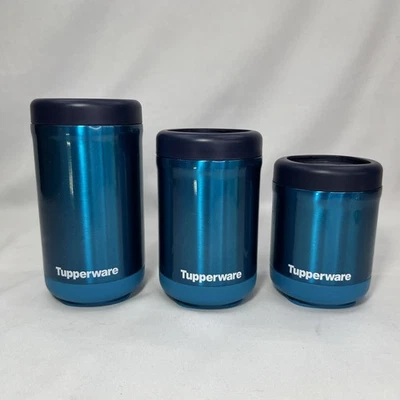 Juego de contenedores térmicos apilables Tupperware en azul pavo real, LG, MEDID, PEQUEÑO USADO EN EXCELENTE ESTADO Foto 1 de 4