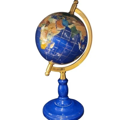 Piedra preciosa azul lapislázuli mundo globo tierra hogar oficina decoración Foto 1 de 4