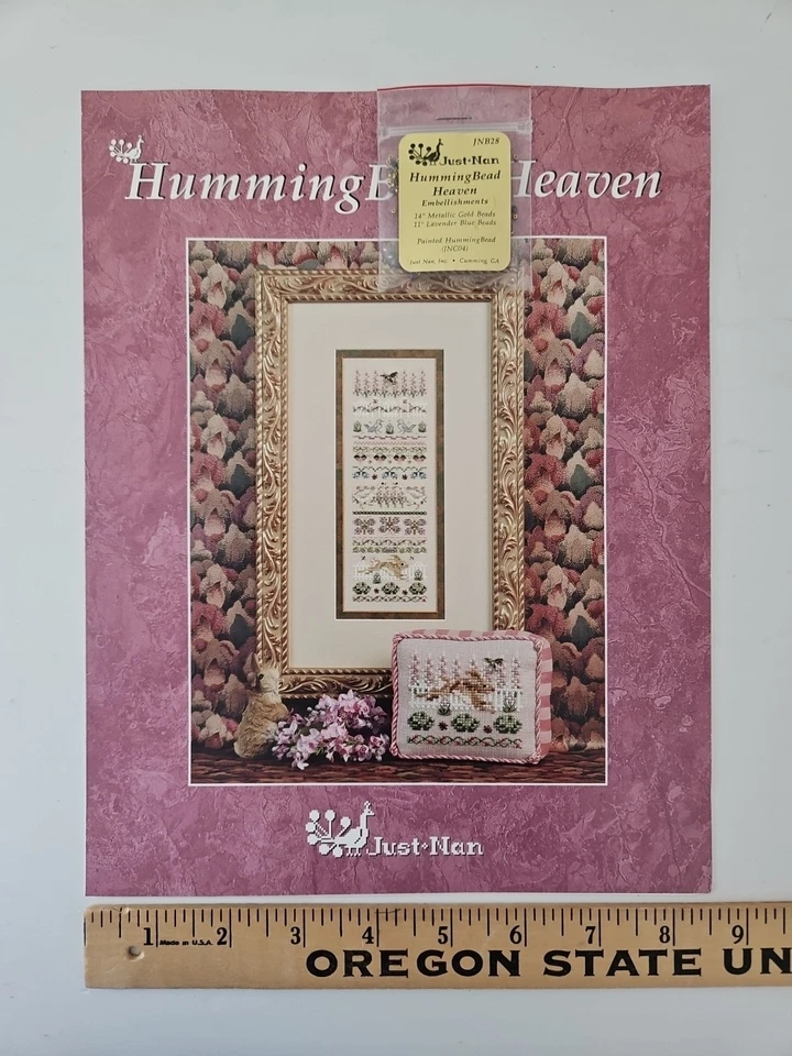 Just Nan HUMMINGBEAD HEAVEN Counted Cross Stitch Pattern JN055 & Embellishments - Image 1 of 4
