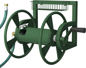 Garden Wall Mounted Hose Reel, Outdoor Heavy-Duty Water Hose Holder Winder, Hold - Picture 1 of 12