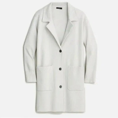 J.Crew Size XS Heather Dove Gray Button Front Mid-Length Collared Sweater Jacket - Imagem 1 de 4