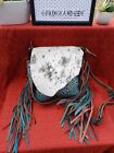 NWT Myra Cobal Blue Concealed Carry Leather & Hide Embossed Fringe Western white