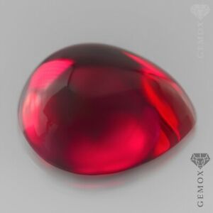Ruby Pear Shape Cabochon Lab-Grown Loose Gemstone Authentic Corundum Crystal EU.