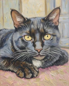 Buy 2 Get the 3rd FREE,  8.5 x 11, Art PRINTS, Wall Art, Black Cat Art Print - Picture 1 of 4