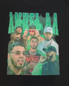Camisa Anuel AA Años 90 Regalo Para Fans Camiseta Negra con Aneul AA Para Hombre Talla XL - NUEVA - Imagen 1 de 7
