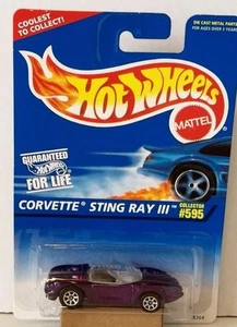 HOT WHEELS CORVETTE STINGRAY III #595 PURPLE 7 SPOKE 1996 MOC DIECAST - Imagen 1 de 2