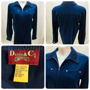 Denim & Co Full Zip Gr. S blau Jacke 2 Taschen Cordkragen Freizeit L/S O7 - Bild 1 von 8