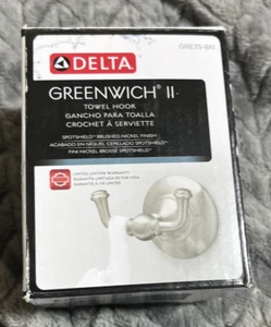 Delta Greenwich II GRE35-BN Badezimmer Doppel Handtuchhaken Gebürstetes Nickel Wandhalterung - Bild 1 von 3