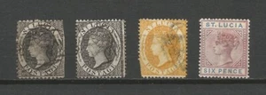 GB UK British Colonies St Lucia 1864 SG11 15 16-used 49-mint - Picture 1 of 1