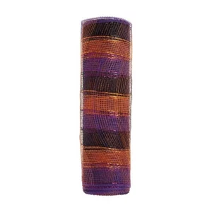 Decorative Purple Orange & black Mesh Ribbon 10"X25 Ft. Crafts Wreaths & Bows - Picture 1 of 2