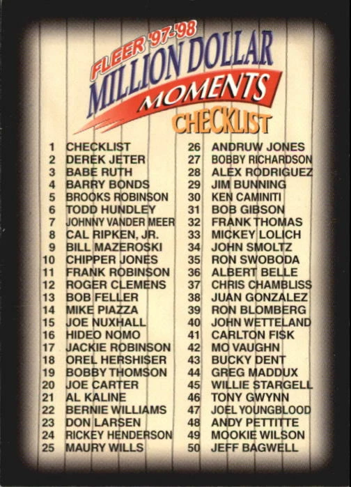 1997-98 Fleer Million Dollar Moments Baseball Card Pick - Image 1 of 1