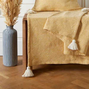 Appletree Loft Kaidon 100% Recycled Cotton Rich Bedspread in Yellow Ochre