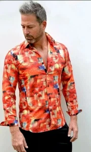 Hombres Manga Larga Moda Italiana Absoluta Rebelión Mondo Rosso Camisa Multicolor - Imagen 1 de 3