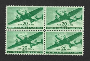 Scott #C29 Twin-motored Transport Plane 20¢/Block of 4 Stamps VF/XF MNH Cat $24 - Picture 1 of 2
