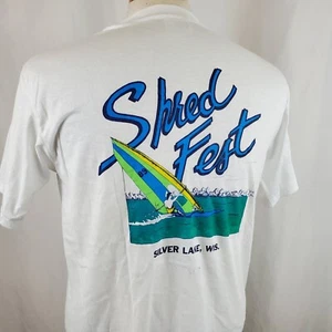 Vintage Shred Fest Windsurfing T-Shirt Large Single Stitch 50/50 Deadstock, 80s - Picture 1 of 8
