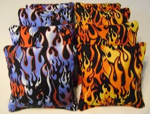 8 CORNHOLE BEAN BAGS BAGGO AWESOME FLAMES TOP QUALITY REGULATION HANDCRAFTED - Picture 1 of 1