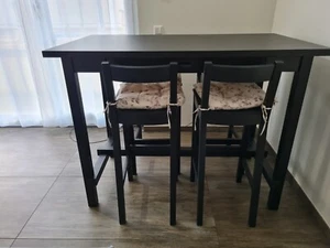IKEA Esstisch, Nordviken Bartisch Schwarz mit 4 Nordviken Barstühlen  - Bild 1 von 9
