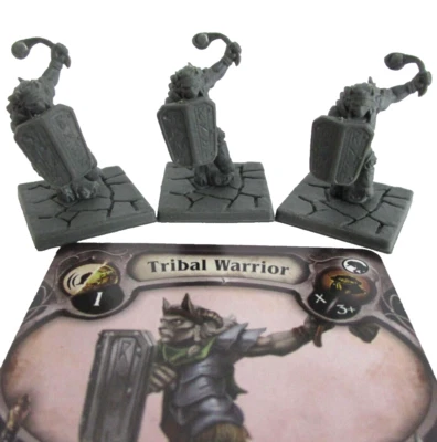 League Of Infamy 3x TRIBAL WARRIOR Minis & Card NEW!! - Image 1 of 4