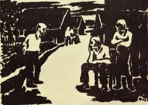Ernst Hoff 1909-1993 Krefeld / Lithografie um 1930-35 / Gespräch auf der Straße - Picture 1 of 11