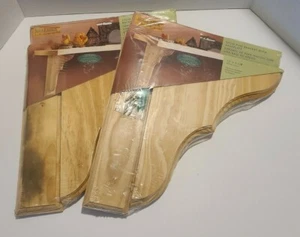 Set of 2 Knape & Vogt 12" x 1.25" Solid Pine Bracket w/ Backplate Sealed New - Picture 1 of 6