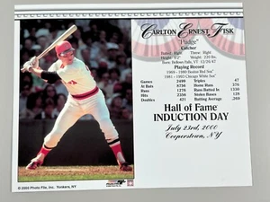 Carlton Fisk Unsigned 8x10 Licensed Photo File HOF Induction Card Sheet Red Sox - Picture 1 of 1