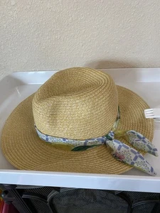 NWT BEIGE WOVEN HAT MULTICOLOR BAND TRIM WOMENS ONE SIZE GIANI BERNINI - Bild 1 von 4