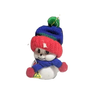 Vintage Weihnachten Schneemann Glocke Ornament Keramik Strickmütze Schal GIFTCO 1987 - Bild 1 von 2