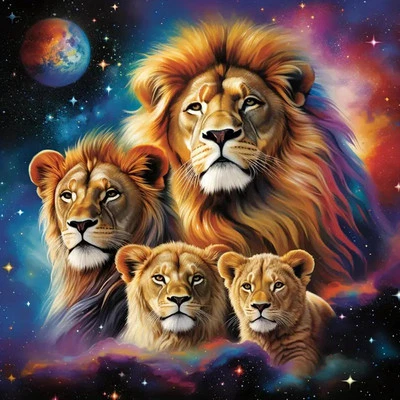 TOSTOG Diamond Painting Kits for Adults,Lion Family 5D DIY Diamond Art Kit Full Drill