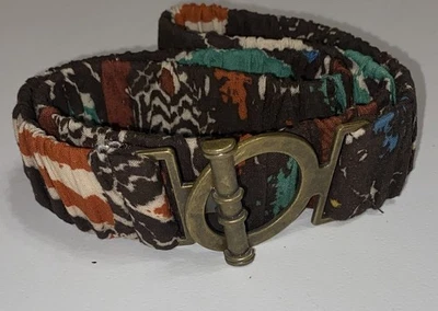 Vintage Fabric Cinch Belt with Brass Buckle- 31” Waist - Image 1 of 4