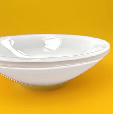 Umbra White Art Glass Mouth Blown Salad Centerpiece Bowl 12.5" - Image 1 of 4